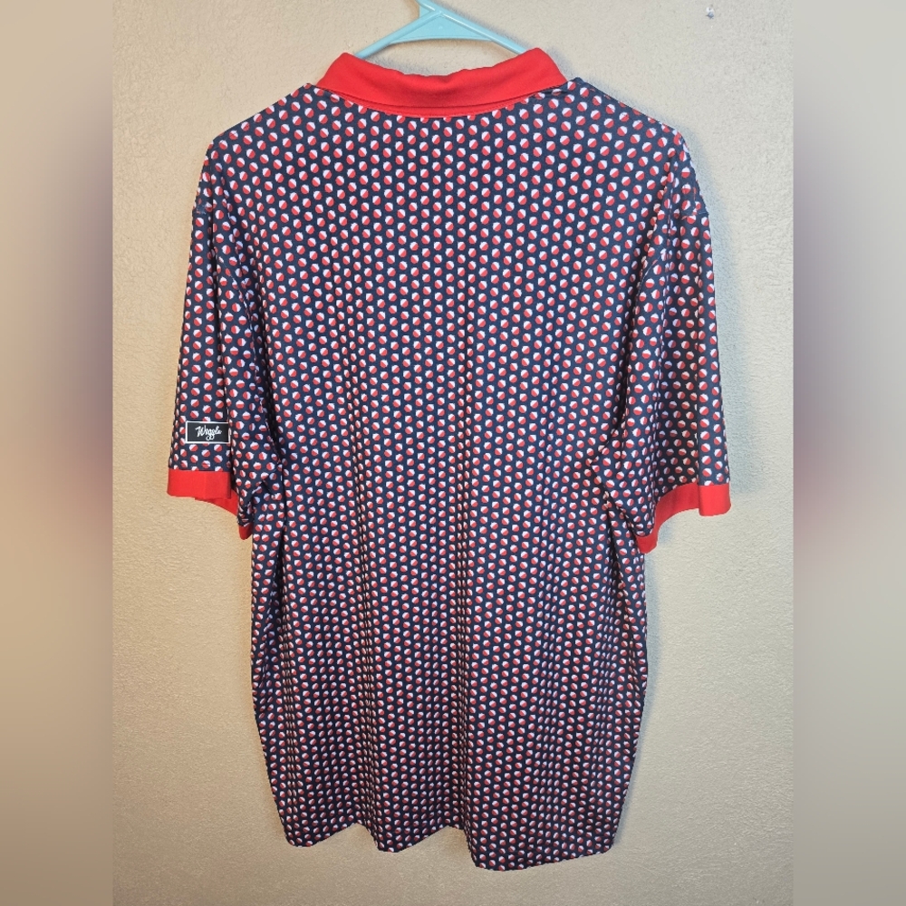 Waggle Red & Navy Bobber Print Short-Sleeve Golf Polo XL NWT (6475) - Picture 6 of 7